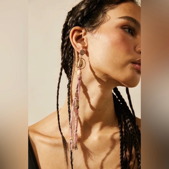 NWT Free People Pink Gold Bridge Dangle‎ Earrings boho beach festival feminine - Picture 1 of 7